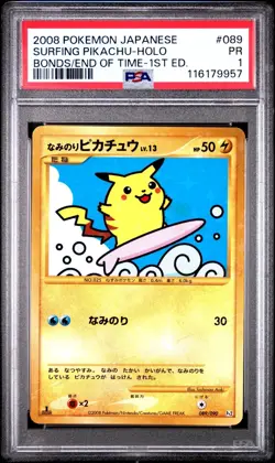 [PSA 1] Surfing Pikachu 089/090 Bonds To The End Of Time Holo Japanese POKEMON - Image 1