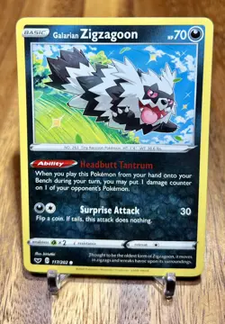 Galarian Zigzagoon 117/202 Non Holo Sword & Shield Pokemon Card NM - Image 1
