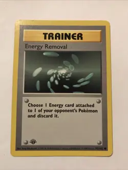 Pokemon Energy Removal 92/102 Base Set 1st Edition Shadowless Trainer Card - Image 1