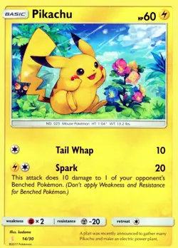 Pokemon "Pikachu"! #14/30! SM Trainer Kit: Lycanroc & Alolan Raichu! NM-Mint! - Image 1