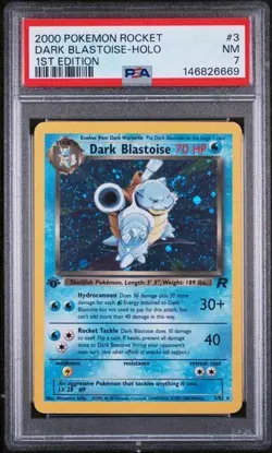 Pokemon 1st Edition Dark Blastoise Holo 3/82 - Team Rocket - PSA 7 NM - Image 1