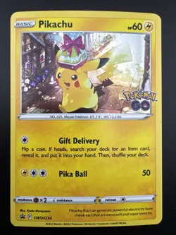 Pikachu SWSH234 Pokemon Pokemon Go Black Star Promo Cosmos Holo - Image 3