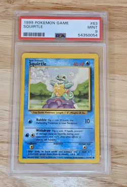 1999 Pokemon Base Set 63/102 Squirtle PSA 9 Mint Unlimited - Image 1