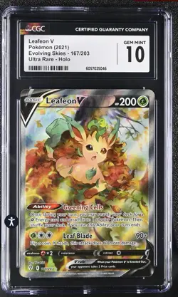 ‼Leafeon V Pokemon (2021) Evolving Skies - 167/203 Ultra Rare~ GRADE 10💨 - Image 1