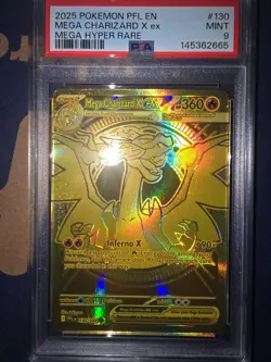 2025 Pokemon Mega Charizard X ex #130 Gold Hyper Rare PSA 9 Mint – PFL EN - Image 1