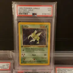 Pokemon Scyther Jungle 1st Edition 10/64 Holo Rare 1999 PSA 7 - Image 1