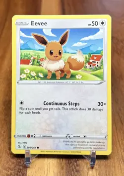 Eevee 205/264 Non Holo Fusion Strike Pokemon Card NM - Image 1