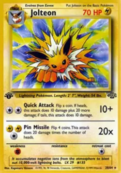 Damaged Jolteon - 20/64 - Rare - 1st Edition Pokemon Jungle - Image 1