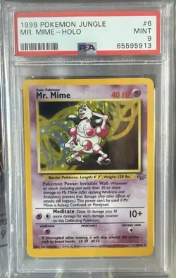 1999 Pokemon Jungle #6 Mr. Mime-Holo PSA 9 - Image 1