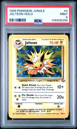 1999 POKEMON JUNGLE #4 JOLTEON-HOLO PSA 9 - Image 1