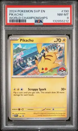 2024 POKEMON SVP #190 PROMO WORLD CHAMPIONSHIPS PIKACHU PSA 8 - Image 1