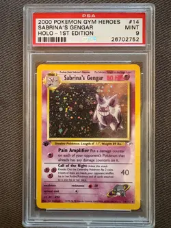PSA 9 Sabrina's Gengar Holo 1st Edition **SWIRL** 2000 Pokemon Gym Heroes #14 - Image 1