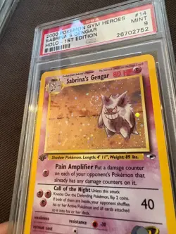 PSA 9 Sabrina's Gengar Holo 1st Edition **SWIRL** 2000 Pokemon Gym Heroes #14 - Image 3