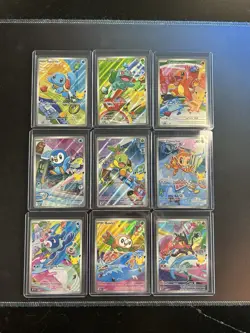 Pokemon 30th Anniversary First Partner Starter Illustration Set Full 9 Card TCG - Image 1