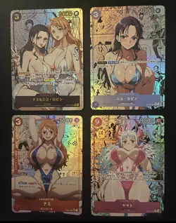 One Piece Sexy Waifu Cards Lot Of 4 Manga Holo Goddess Story Yamato Robin Nami - Image 1