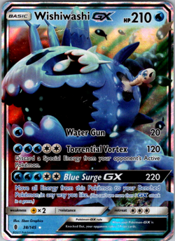 Wishiwashi GX - 38/145 - Pokemon Guardians Rising Sun & Moon Ultra Rare Card - Image 1