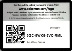 2014 Pokemon Sun & Moon Team Up NM-MT Code Card #NNO - Image 2