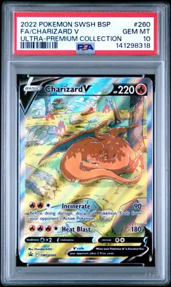 2022 POKEMON SWSH BLACK STAR PROMO #260 FULL ART/CHARIZARD V PSA 10 - Image 1