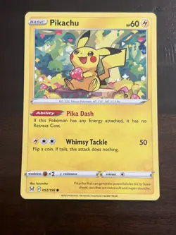 2022 Pokemon Card Lost Origin Pikachu 52/196 (Near Mint) - Image 1