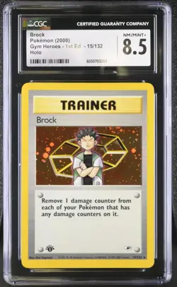 CGC 8.5 Brock 2000 Gym Heroes 1st Edition 15/132 Holo Pokemon Card - Image 1