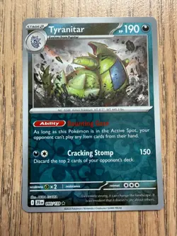 Reverse Holofoil Tyranitar 095/159 Pokemon Rare SV09: Journey Together Card NM - Image 1