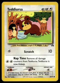 Teddiursa 65/75 Pokemon Card Neo Discovery Common 40 HP Lightly Played P18 - Image 1
