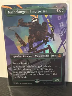 Michelangelo, Improviser (Borderless Foil) - TMNT MTG 0219 - Image 1