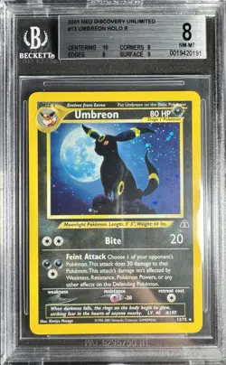 Umbreon Holo 13/75 Neo Discovery Unlimited 2001 Vintage Pokemon Card BGS 8 NM-MT - Image 1