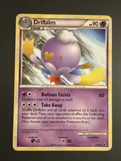 Pokemon Drifblim 12/90 Undaunted Reverse Holo Light Played - Image 1