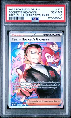 2025 POKEMON DRI EN-DESTINED RIVALS #238 TEAM ROCKET'S GIOVANNI PSA 10 - Image 1
