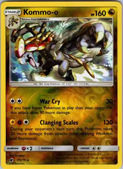 Kommo-o 77/111 SM - Crimson Invasion Reverse Holo Pokemon TCG NM - Image 1