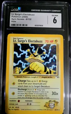2000 POKEMON GYM HEROES HOLO CGC RATED 6 (EX/NM) LT. SURGE'S ELECTABUZZ - Image 1