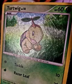 Pokemon TCG Turtwig DP Black Star Promotional DP01 Holo Promo MP Nice SWIRL - Image 3