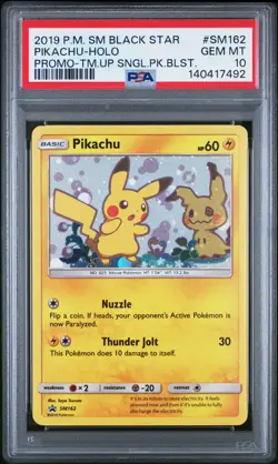 2019 POKEMON SM BLACK STAR PROMO #SM162 PIKACHU-HOLO PSA 10 - Image 1