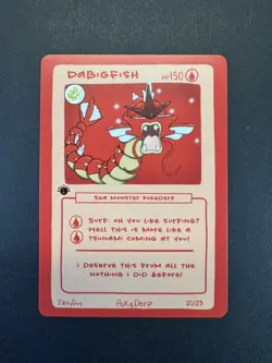 Pokederp DABIGFISH 20/25 - Gyarados Pokemon Derpy Fan Art Card - Image 1