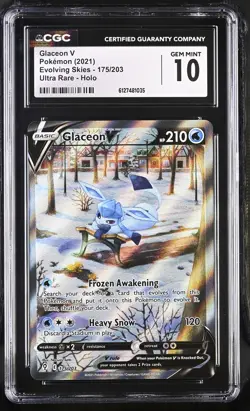 Glaceon V 175/203 Ultra Rare Holo Evolving Skies Pokemon CGC 10 Gem Mint - Image 1