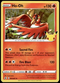 Ho-Oh 001/025 Celebrations Rare LP Pokemon 2021 - Image 1
