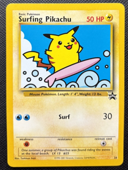 Surfing Pikachu Black Star Promo 28 Pokemon League NM 2001 - Image 1
