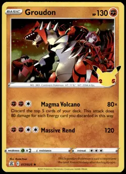 Groudon 017/025 Celebrations Holo Rare NM Pokemon 2021 - Image 1