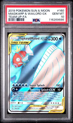 [PSA 10] Magikarp & Wailord GX 160/181 Team Up Tag Team Full Art Holo POKEMON - Image 1