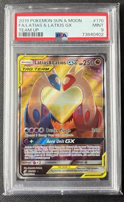 Latias Latios GX Tag Team 170/181 Team Up Secret Rare 2019 Pokemon PSA 9 - Image 1