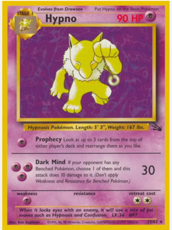 Pokemon Card Hypno 23/62 Fossil Set Non Holo Rare WOTC LP-EXCELLENT ! - Image 1