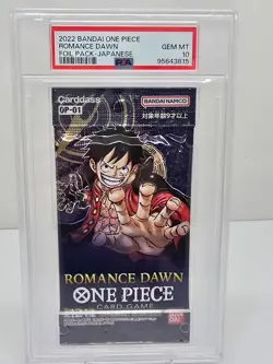 PSA 10 GEM MT One Piece Japanese Ver. 2022 OP 01 ROMANCE DAWN FOIL PACK Card Gam - Image 1