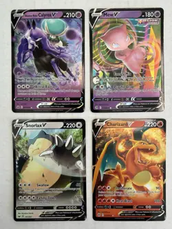 Pokemon 4 Card V Lot Charizard Snorlax Mew Shadow Rider Calyrex Scanner Value 16 - Image 1