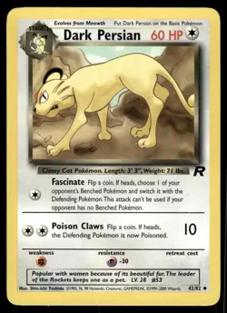 Pokemon Cards Dark Persian 42/82 Team Rocket WOTC Uncommon NM - Image 1