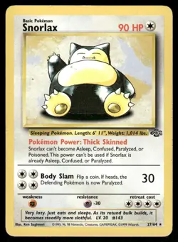 Pokemon Cards Snorlax 27/64 Jungle WOTC Rare LP - Image 1