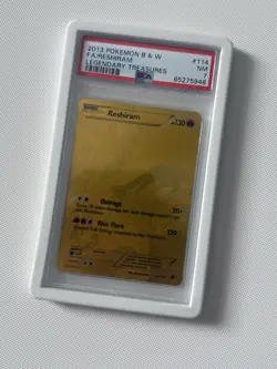 PSA 7 Reshiram 114/113 Black & White Legendary Treasures Gold Art Pokemon Card - Image 1