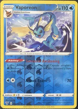 Vaporeon 030/185 Swsh04: Vivid Voltage Reverse Holo - Pokemon Card - Image 1