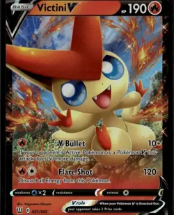 Victini V Ultra Rare SWSH05: Battle Styles 021/163 Fire Holo Pokemon Card - Image 1