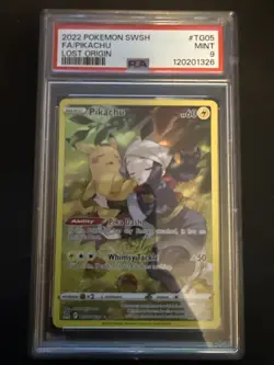 2022 POKEMON SWORD & SHIELD LOST ORIGIN #TG05 FULL ART/PIKACHU PSA 9 - Image 1